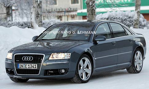 2009 Audi A8 was caught in Scandinavia as test mule during cold winter 